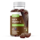 Viteey Iron Gummies - Hierro con Vitamina C - Energía, Bood Support y Anemia Suplemento para Hombres Mujer - Vegan, Gluten Gratis - 60 Cuenta