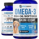 Omega 3 Aceite de pescado para perros - Aceite de salmón para perros - Suplemento de aceite de pescado de perro puede ayudar a la cama, alergia, alivio de Itch - Apoyos Esquí seco, articulaciones - Esquí de perros y suplemento de carne - 90 Píldoras de aceite de pescado EPA DHA