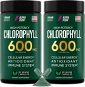 Alpha Flow [2 Pack] Chlorophyll Capsules 600mg - Chlorophyll Supplement for Energy & Skin - Internal Deodorant for Women &amp; Men - Alternative to Liquid Drops - 240 Vegan Pills