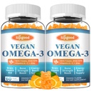 2 Pack Omega-3 Gummies Potent Algae Omega Fuente, Boost Brain, Eye &amp; Immune Función, con DHA y EPA Vegan & Sugar Gratis, Orange Flavor, 120 Condes