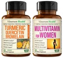 Quercetina con bromelaina " Curcumina Turmérica " Multivitamina completa para mujeres