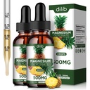 (2 Pack) Magnesium Glycinate Supplement, Liquid Magnesium Glycinate Liquid Drops 500mg-Support Stress Relief, Relax, Mood, Sleep, Bone & Muscle-4 Fl Oz, Vegan, Pineapple Flavor
