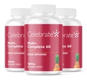 Celebrar Vitaminas Multi-Completa Chewables, 60mg Hierro – Multivitaminas Bariatrices diarias para la Gastrectomía del Sleeve y Cirugía de Bypass Gástricos Pacientes – Vitaminas Esenciales & Minerales - Tropical (180 Tabletas)