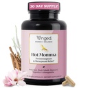 Winged Wellness Hot Momma Menopause Suplementos para Mujeres - Alivio de la menopausia libre de hormonas Apoyo para Flashes calientes ' Night Sweats with Chaste Tree Berry, Multivitamins &amp; More - 60 Vegan Capsules