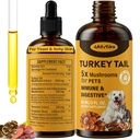 Turquía Tail Mushroom for Dogs - Faster Absorption 2000mg Turquía Tail Mushroom for Immune &amp; Digestive, Joint, Energy, 5X Mushrooms for Pet Drop with Turmeric & Probiotic - Vet Formulated, 90 ML/3FL.oz