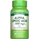Verdad de la naturaleza Ácido Lipoico alfa 600mg Silencioso más Optimizador de la biotina tención 60 cápsulas Silenciosa No GMO &amp; Gluten Suplemento Gratis