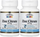 21st Century Healthcare Zinc Citrate Tablets 50mg, 60 Cuenta (Pack of 2)