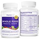Alimento integral Vitaminas prenatales (120 cápsulas) Apoyo natural para la salud materno-fetal, multivitamina prenatal para las mujeres con escotilla, vitaminas B y más, vegano, no soy, gluten o lácteo