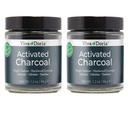 Viva Doria Powder de carbón activado, Destruido de madera dura, Grado de alimentos, 1,2 Oz Jarrón de vidrio (2 Pack)