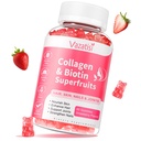 Gafas de colágeno gratis de azúcar para hombres, péptidos multi colágeno Gummies Tipo I II III V X con biotina Vitamina A B C D E para uñas de piel de pelo, sabor a fresa, 60 Cuenta