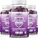 NEW AGE Immune System Support Gummies - Sambucus Black Elderberry Gummies with Vitamin C and Zinc (Inmune Support 180 Gummies)