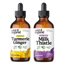 Wild &amp; Organic Turmeric Ginger Tincture 4 fl oz &amp; Milk Thistle Tincture 4 fl oz