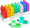 Zoksi Organizador Mensual de Pill 2 veces al día, 30 días Pill Box Organizador Am Pm, Daily Pill Case con 32 grandes combinaciones para cada día, Portable Travel Pill Container for Vitamins and Medicine