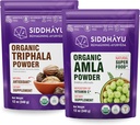 Siddhayu Orgánica Triphala Powder - 12 oz &amp; Orgánica Amla Herbal Suplemento Polvo - 12 oz