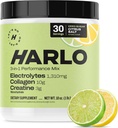 Harlo - Citrus Salt Electrolyte Drink Mix with Bovine Collagen &amp; Creatine - Creatine Monohydrate Powder - Pre Workout Powder - Sugar Free Energy Drinks - Post Workout Recovery