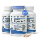 IMMUNOVITES 3-Pack Stabilized R-Alpha Lipoic Acid ((True))) 600mg por Serving [[High Potency ' up to 40x increased Absorption]] (Na R-ALA) (Na R-LA) (Na R-Lipoate) (3 Bottles)
