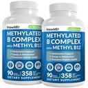 Complejo B metilcobalamina con metalfolato y B12 Metilcobalamina 1000 mcg - Multivitamina metilada para energía, función cerebral y bienestar - Complejo de vitamina B para hombres y mujeres (180 servidumbres, paquete de 2)