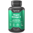Naturalis Vegan Omega 3 DHA, EPA &amp; DPA de Algae ← Vegan Society Certified, Sustainably Sourced, True Full Spectrum ← 60 Veggie Softgels (Carrageenan Free)