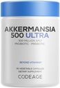 Codeage Akkermansia Muciniphila Probiotic Ultra - High-Potency 500M AFUs Akkermansia Probiotic Supplement - Enhanced Daily Probiotic & Prebiotic, Chicory Inulin - 3-Month Supply - 90 cápsulas