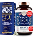 Suplementos de hierro y ácido fólico para mujeres - 35 mg Gentle Iron Vitamina, ácido fólico 400mcg - Anemia, Período, Apoyo al Embarazo Suplemento, Ferrous Sulfate Pills - 60 Vegan Non-Constipating Tablets