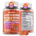 1Pack Milk Thistle Liver Detox Gummies, 18-in-1 Liver Cleanse Detox &amp; Repair Supplement with Berberine, Chicory Root, Turmeric, Artichoke, Dandelion Root, Chanca Piedra, Vitaminas B6 B12 - Sugar Free
