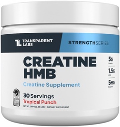 Laboratorios transparentes Creatina HMB - Polvo de Monohidratos de Creatina con HMB para el crecimiento muscular, aumento de fuerza, potencia de energía mejorada, y mejor rendimiento deportivo - 30 servidumbres, Punch tropical