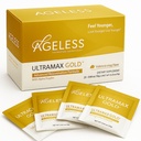UltraMAX Gold de edad - HGH suplemento de envejecimiento para hombres de mujeres - Rejuvenece la piel, Restaura Aspecto juvenil, Boost Energy &amp; Sleep, Effervescent Powder - Valencia Orange Flavor - 22 Packets