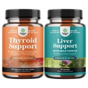 Bundle of Herbal Thyroid Support Complex with L Tyrosine Bladderwrack Selenium Pure Ashwagandha and Liver Cleanse Detox " Repair - Milk Thistle with Dandelion Root Choline Beetroot " Artichoke Extract