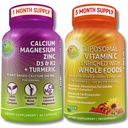 Bono de base vegetal &amp; Immune Complemento Bundle – Vitamina Liposomal C 1500mg con Acerola Orgánica & Camu Camu + Zinc de calcio con vitamina D3, K2 & Turmeric – Vegan, No GMO