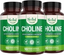 Anidados Naturales Choline Bitartrate 500mg ← High Potency Choline Suplementos ← Rendimiento Cognitivo " Función del hígado " 100% Vegan " Non-GMO Silencioso (3-Pack)