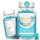 Biotina y colágeno Gummies con B12, Esquí de pelo y uñas Vitaminas Gummies para el crecimiento del cabello, Esquí de reluz &amp; uñas fuertes - Blueberry Flavor, Azúcar Gratis, 120 Ct