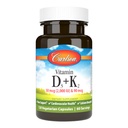 Carlson - Vitamina D3 + K2, 50 mcg (2000 UI) Vitamina D3 &amp; 90 mcg Vitamina K2 como MK7, Soporte de bonificación, Absorción de calcio, 120 cápsulas