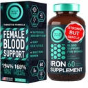 Suplemento de hierro para mujeres con ácido fólico - 35 mg Constructor de sangre Sulfato ferroso, ácido fólico 400 mcg - Planchas de hierro para mujeres con anemia " Apoyo al embarazo - 60 tabletas de vitamina de hierro sin gluten
