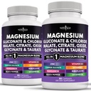 Nuevo suplemento de magnesio AGE -Powerful Glycinate Citrate Malate Oxide Taurate Aspartate Gluconate Orotate & Mag Chloride Manganese Bone Health and Bone Strength, Joint Support- 180 Count