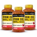 MASON NATURAL Omega,3 Fish Oil, 180,Day Supply, 1000mg con EPA y DHA para soporte conjunto, 60 Softgel Pills (3 Pack)