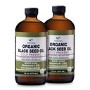 Aceite de semilla negro orgánico - USDA Certified Cold Presionado de vidrio Botella Más 1.5% Timoquinone 3X fuerza Negro turco Cumin Nigella Sativa no GMO 100% Aceite de color negro puro (32oz de vidrio (2X16) Botella)