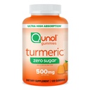 Qunol Zero Sugar Turmeric Gummies, Gummy con 500mg Turmeric Curcumin, Suplemento de Soporte Conjunto, Ultra High Absorption Tumeric Curcumin, Vegetarian, Gluten Free, 120 Conde