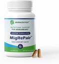 MigRePair Bottle of 60 - Doctor Formulated Migraine Relief Supplements - Natural Herbal Support with Feverfew, Butterbur & Grape Seed - Suplemento Migraine para Hombres - Migraine Headache Support