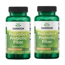 Swanson Prebiótico + Fibra Probiótica - Suplemento Natural Promoviendo Sistema Digestivo &amp; Immune Health Support - Ayudas Regularidad & GI Tract Health - (60 cápsulas, 500 millones de CFU cada uno) (2 Pack)
