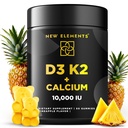 Vitamina D3 K2 Gummies 10000 UI con Calcio 100mg - VIT D3 para Adultos - Mk7 Vitamina K2 100mcg - Suplemento Vitamina D para Hombres y Mujeres - Gluten Vegan Libre No GMO