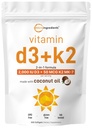 Micro Ingredientes Vitamina D3 2,000 UI + K2 MK-7 50 mcg, 300 Softgels viv Virgin Coconut Oil tención 2-in-1 Soporte Silencio fácil de absorber, no GMO