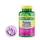 Folato Genérico del Valle de la Primavera 1,333 mcg DFE, ácido fólico 800 mcg, 400 Tabletas - Suplemento dietético, Boost de Salud de las Mujeres, Metabolismo &amp; Apoyo al Corazón - Bundle with+ Sticker Dri Store