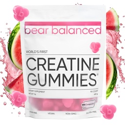 Gummies de la creatina equilibrada para hombres y mujeres - Creapure® Monohidrato de crema, L-Theanine, L-Tyrosine &amp; B12 para el crecimiento muscular, fuerza, enfoque, energía &amp; salud - baja calorías, libre de azúcar, " Vegan