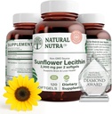 Natural Nutra Sunflower Lecithin 2000 mg Suplemento, Soporta a las madres de lactancia materna con Alivio de leche enchufada, Hierve &amp; Brain Health Booster, Soy Gratis, No GMO, Sin gluten, 120 Softgels (3 Pack)
