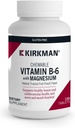 Kirkman - Vitamina B6 con Magnesio - 120 Tabletas - Potent Vitamina B6 &amp; Magnesio Suplementación - Chewable Wafer - Hipoalergénico