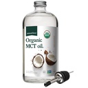 Aceite de MCT orgánico de la fuerza natural – Botella de vidrio puro – Hecho de 100% Aceite de coco virgen prensada fría + Certified Keto, Paleo, Kosher, Vegan " No GMO – laboratorio probado para la calidad y la pureza - 32 onzas