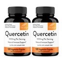 Sandhu's Quercetin Vegetarian Capsules Suplementos 120 Conde (Pack of 2) ¦ Bioflavonoids for Immune Support &amp; Respiratory Health, Seasonal Allergy Support ¦ Quercitin for Men and Women