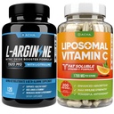 Max Strength Nitric Oxide Booster Bundle – L-Arginine & Liposomal Vitamina C, Con L Citrulline, Ascorbyl Palmitate, Natural Absorb Fórmula para apoyar el ejercicio Energía, Immune Health, Slim Look