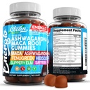 Ashwagandha Maca Root Gummies with Fenugreek Hibiscus Slippery Elm Saffron Extract " Beta Carotene ← Peach Flavor Vegan Gummy Vitaminas Adaptogen Cortisol Suplemento Energlo por Clean Nutra