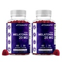 Vitamatic Melatonin 20mg Gummies for Adults, 30 Servings - 60 Cuenta - Suplemento No-Habit Forming (Pack of 2)